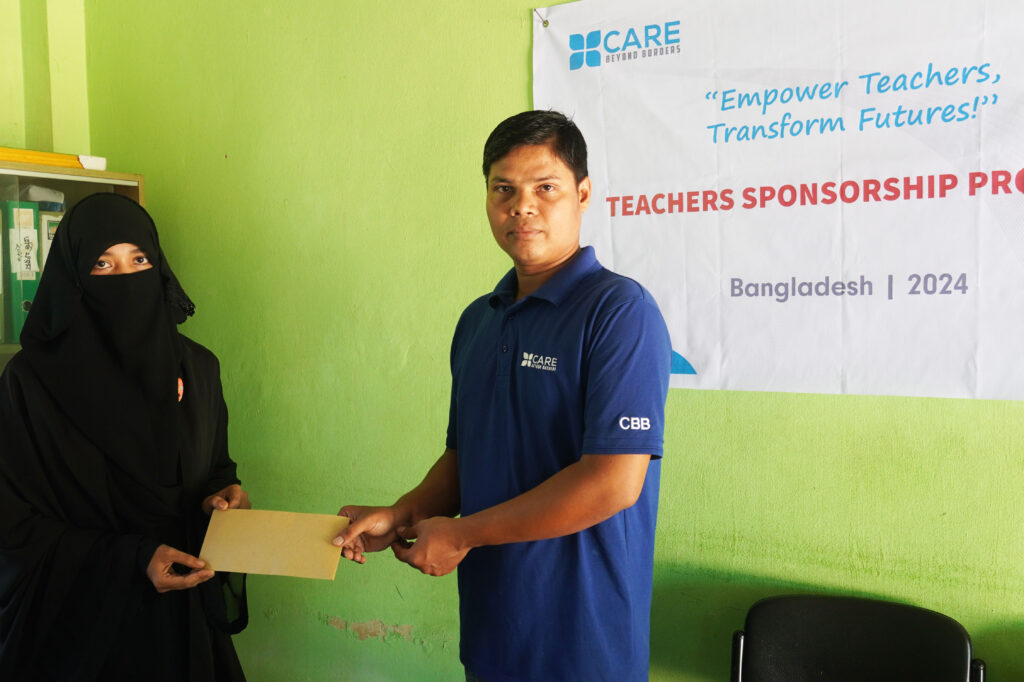 Cash distribution to teacher